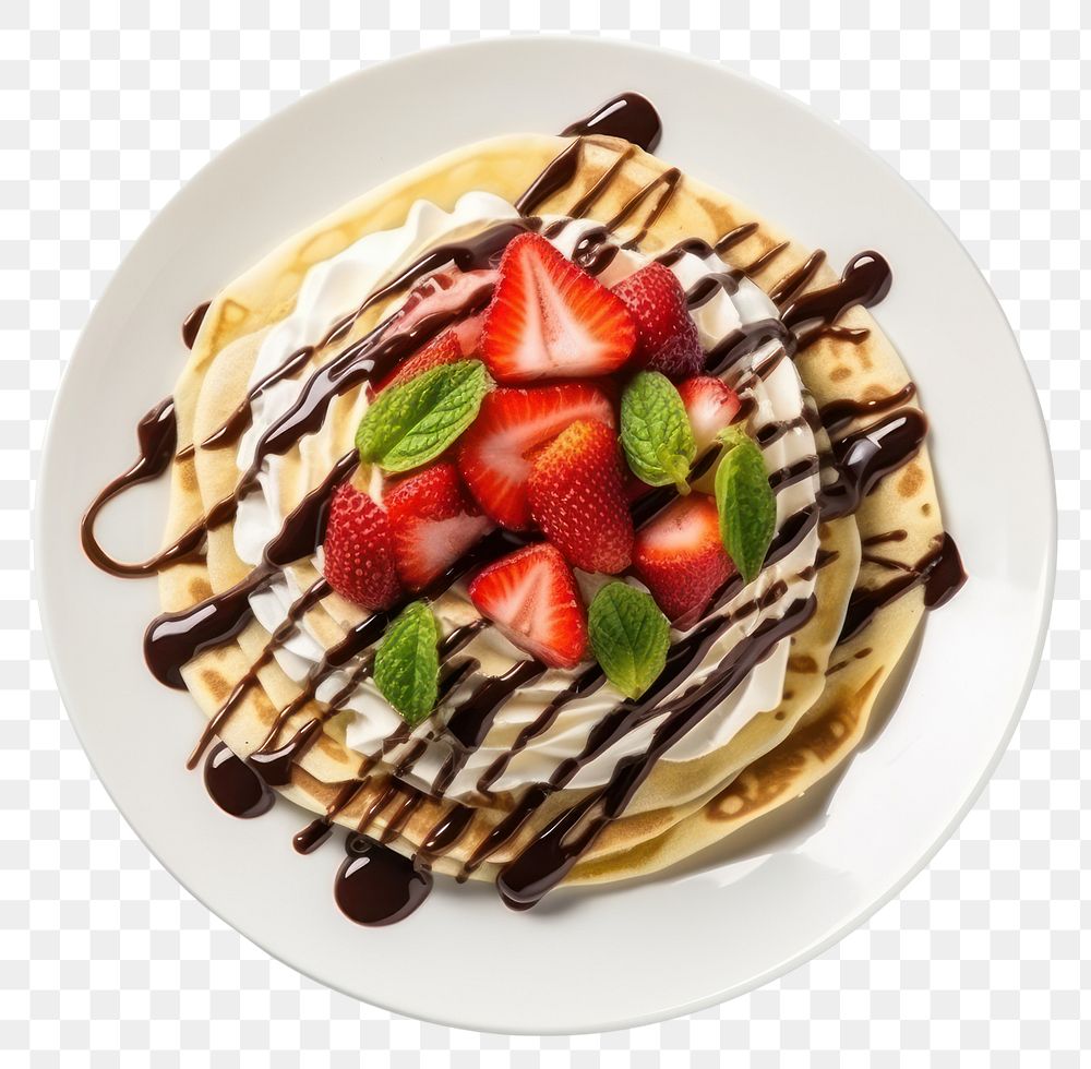 PNG Cold crepe strawberry chocolate pancake. 