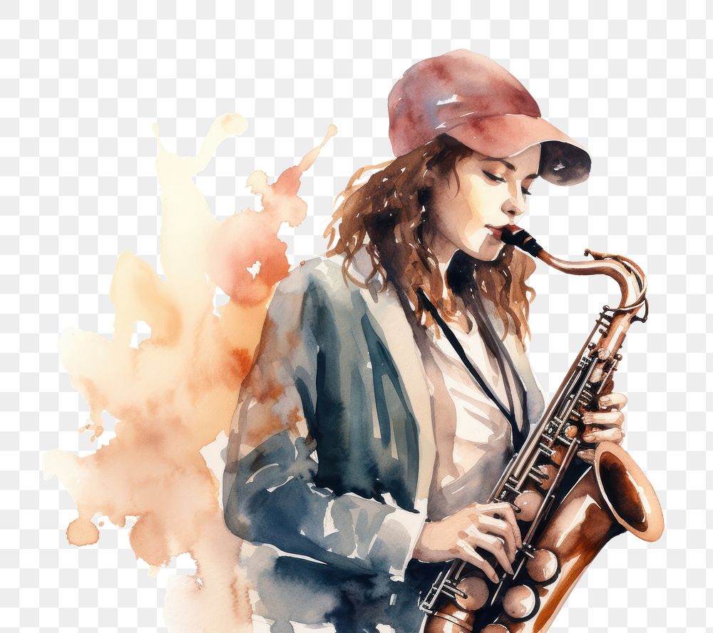 PNG Woman playing saxophone adult white background saxophonist. AI generated Image by rawpixel.