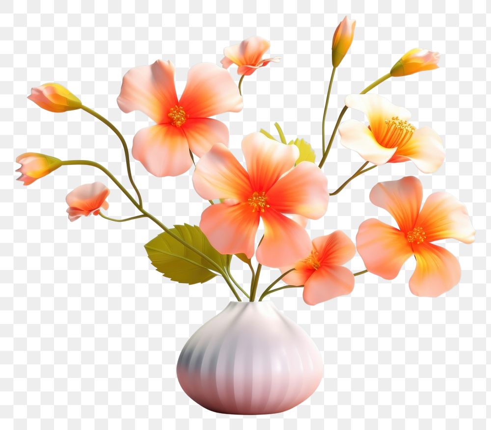 PNG Flower brunch plant petal vase. AI generated Image by rawpixel.