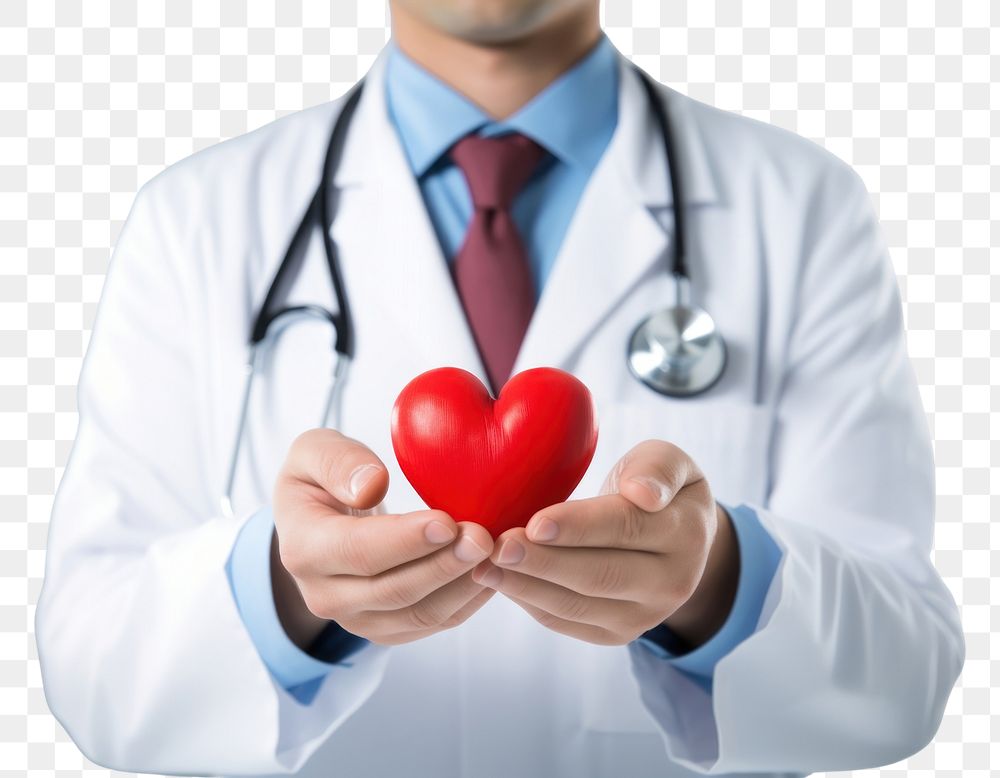 PNG Red heart doctor hand stethoscope. AI generated Image by rawpixel.