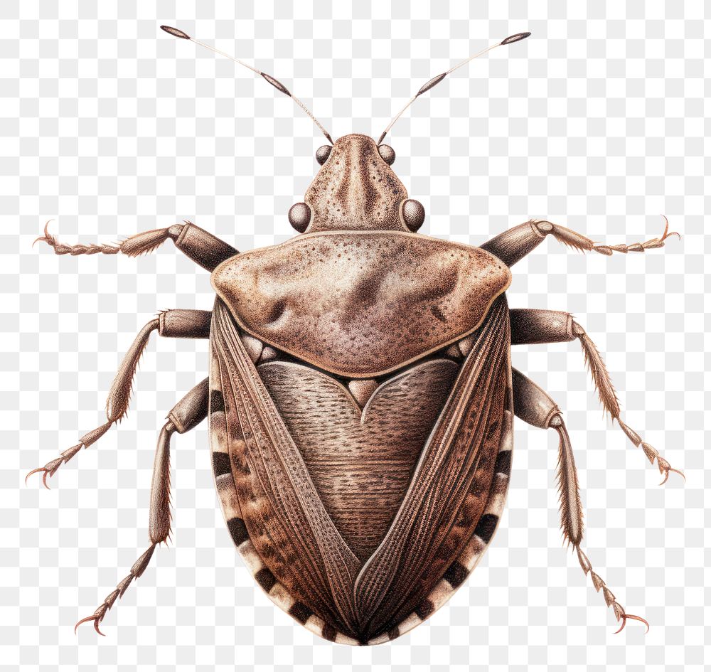 PNG Brown marmorated stink bug animal insect white background. 