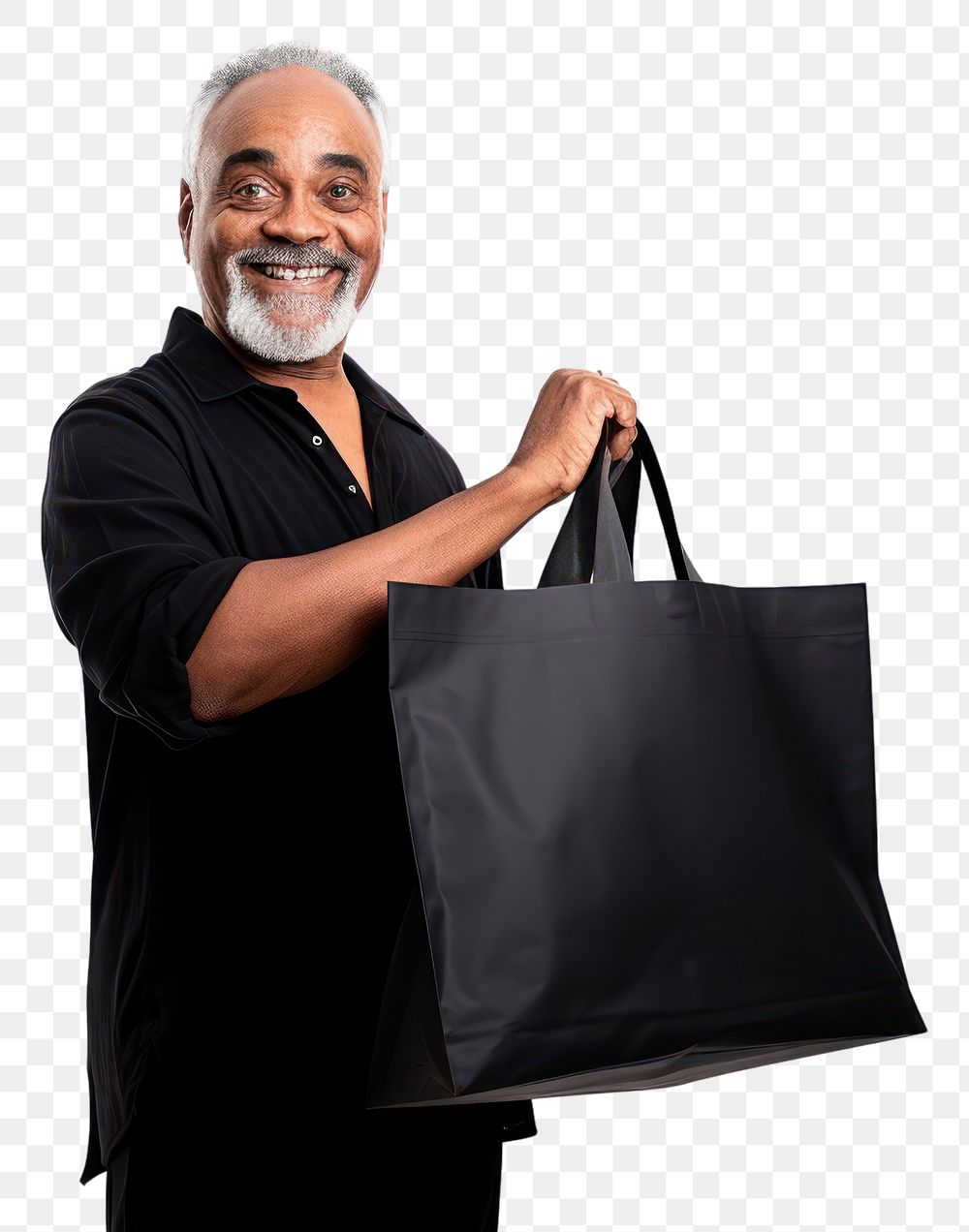 PNG Man using a tote bag adult black white background. AI generated Image by rawpixel.