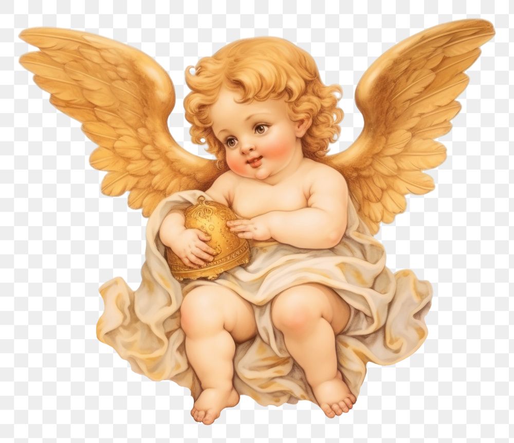 PNG Angel cute baby white background. AI generated Image by rawpixel.
