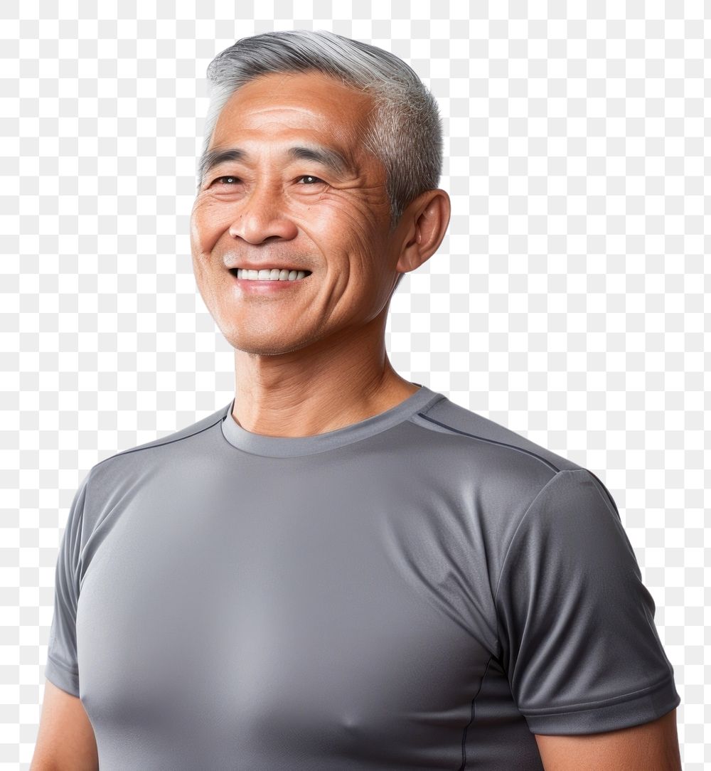 PNG Senior Thai man portrait smiling t-shirt. AI generated Image by rawpixel.