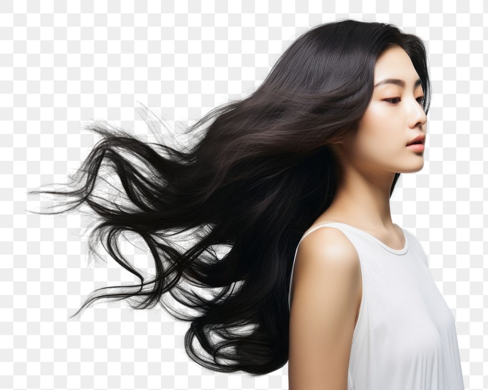 PNG Asian woman hair portrait adult photo. AI generated Image by rawpixel.