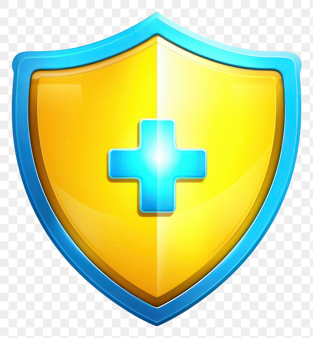 PNG Healthcare icon yellow symbol shield. AI generated Image by rawpixel.