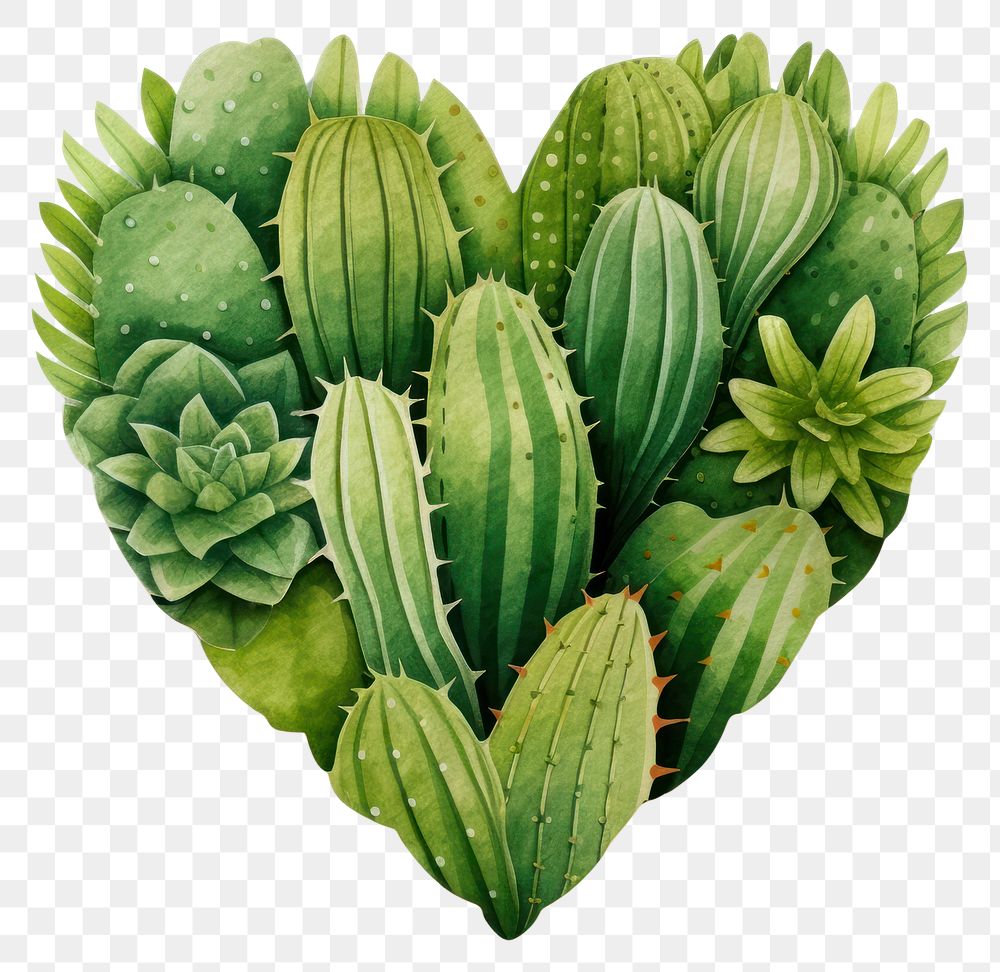 PNG Cactus heart plant leaf white background. AI generated Image by rawpixel.