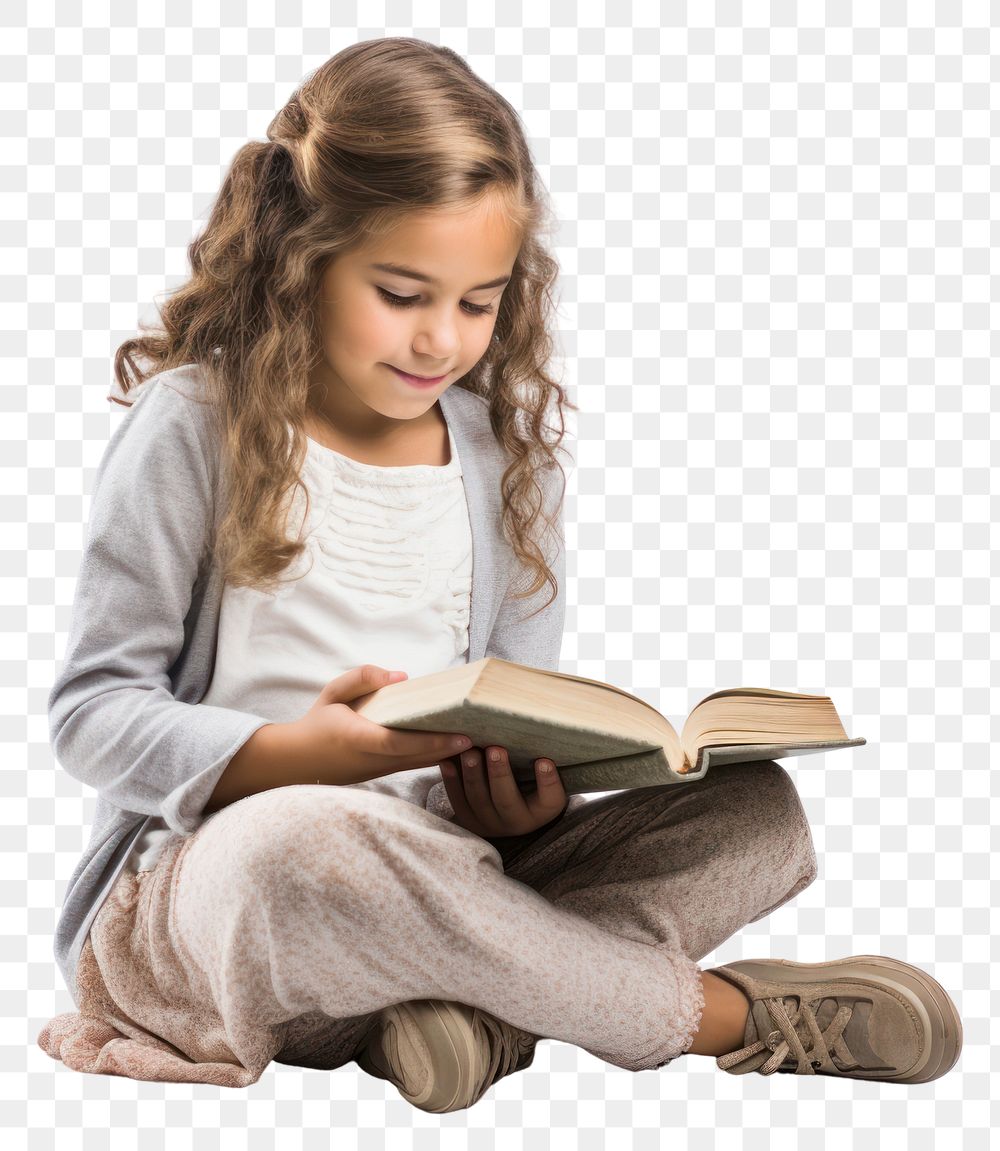PNG Reading sitting child book. AI generated Image by rawpixel.