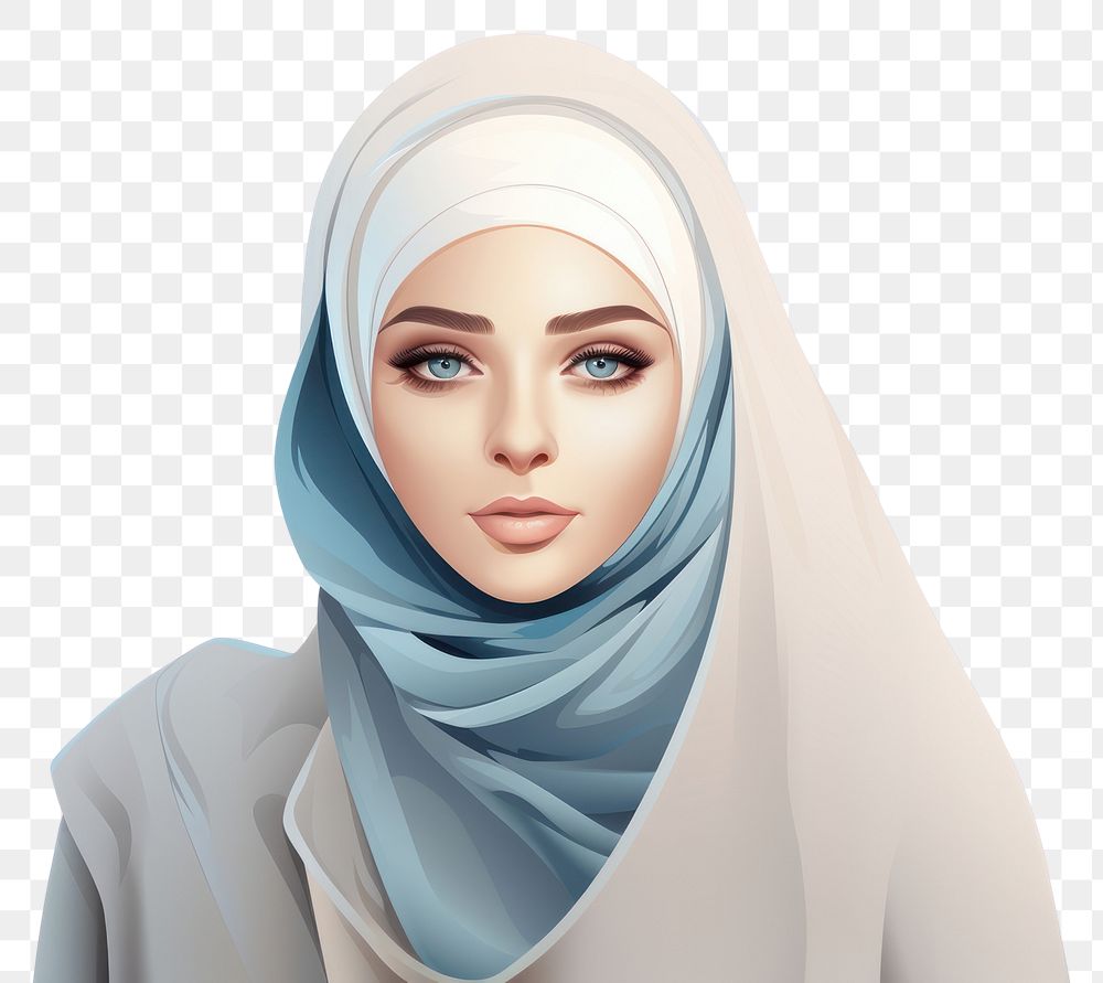 PNG Modern muslim fashion white background headscarf. AI generated Image by rawpixel.