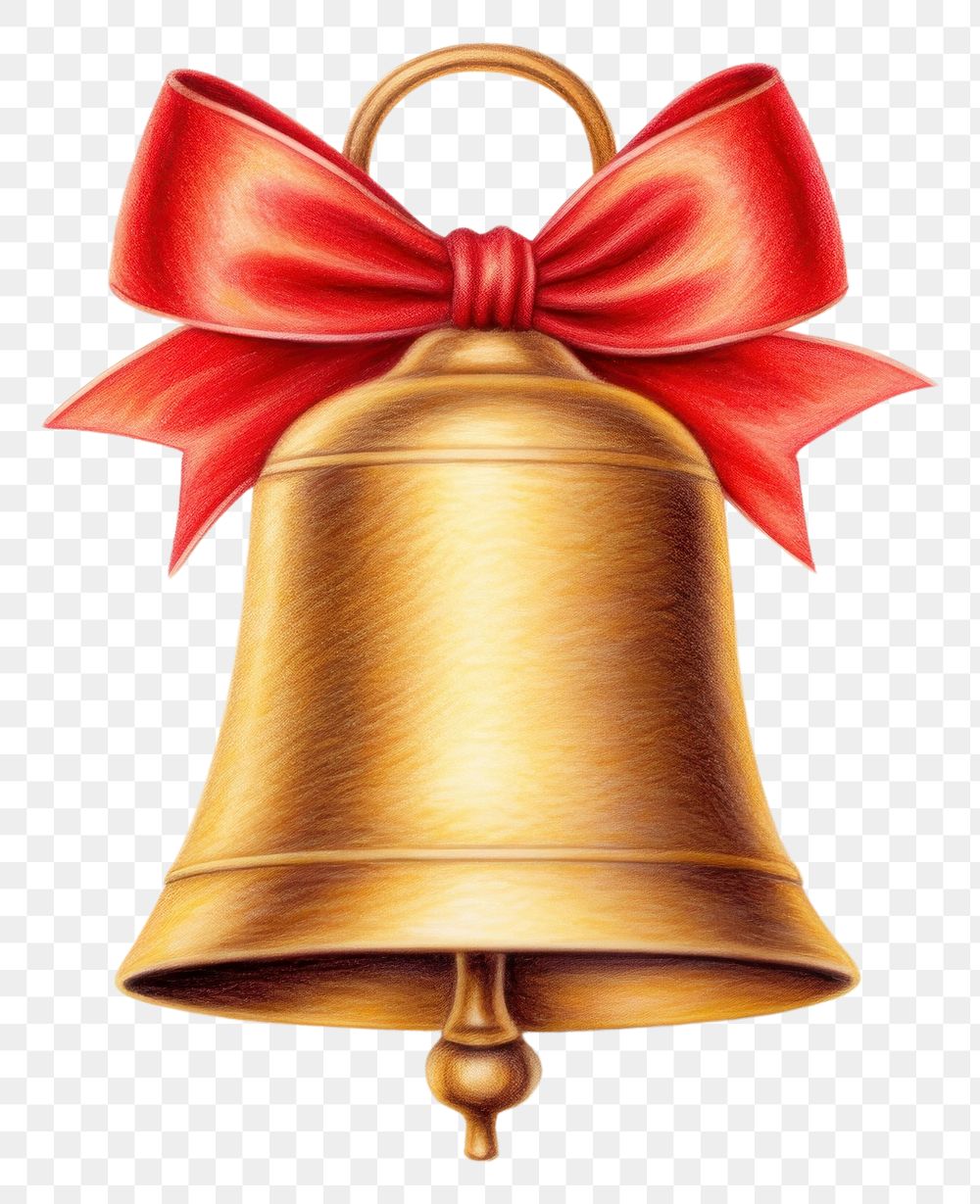 PNG Bell ribbon gold red. 