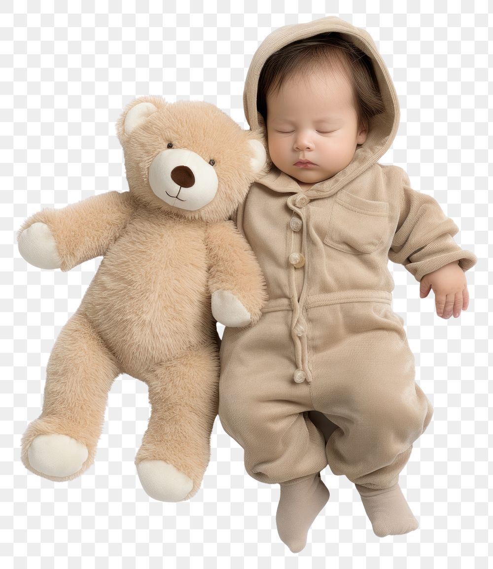 PNG Baby sleeping portrait plush photo. 