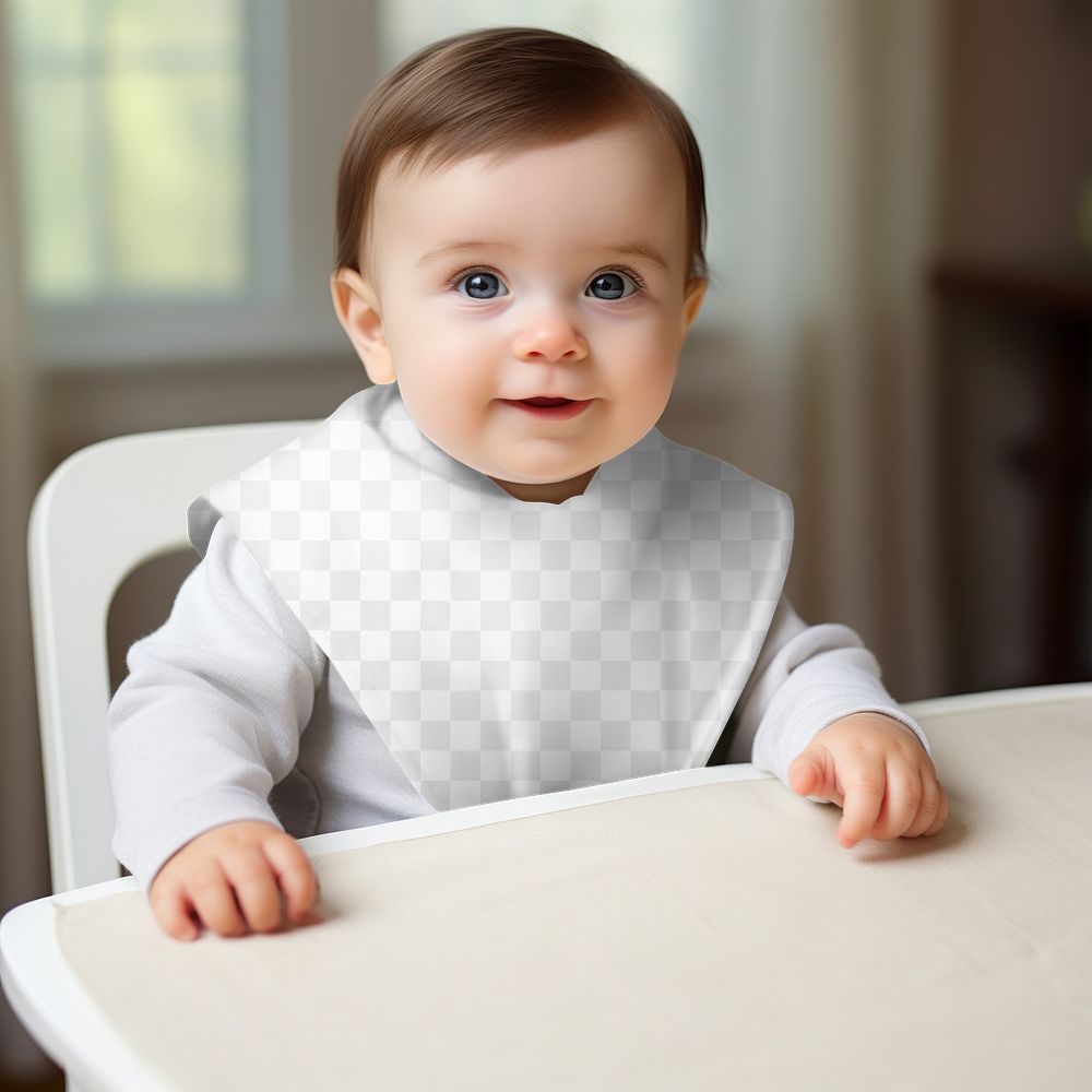 Baby bib png transparent mockup