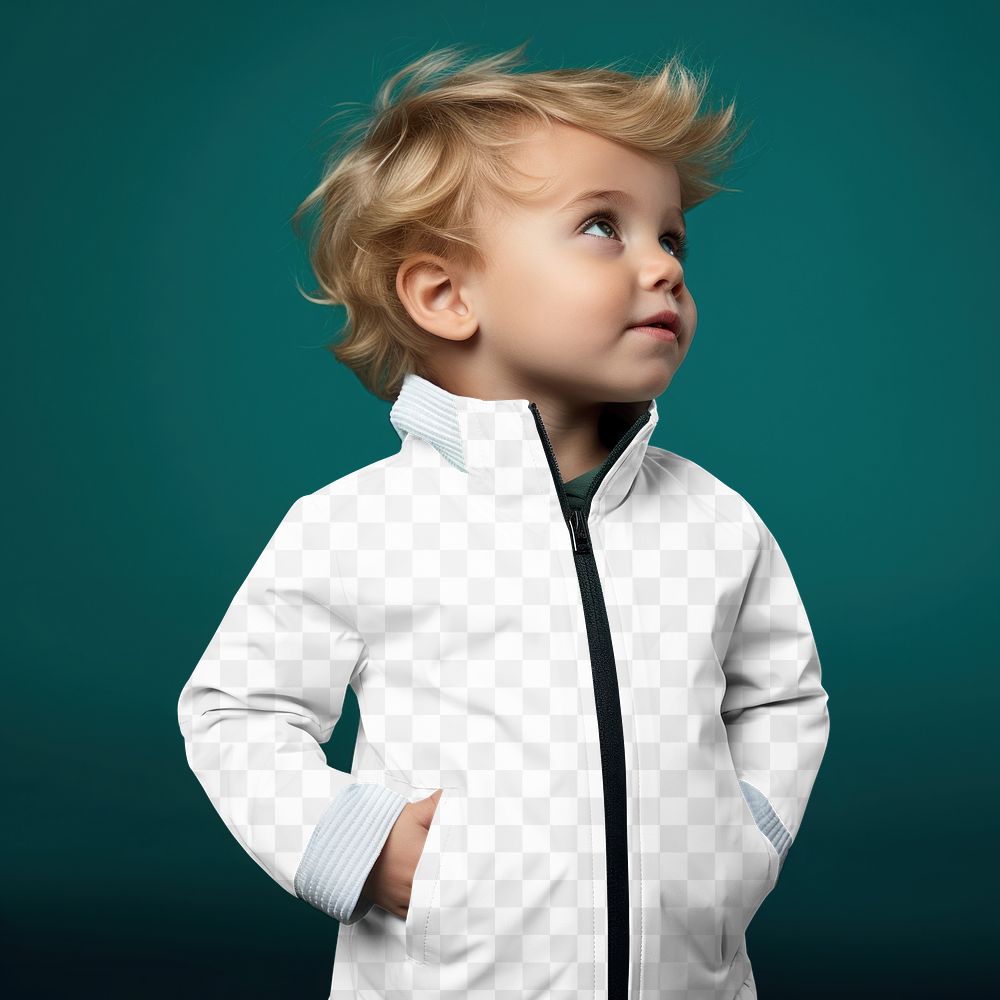 Kids windbreaker jacket png mockup, transparent design