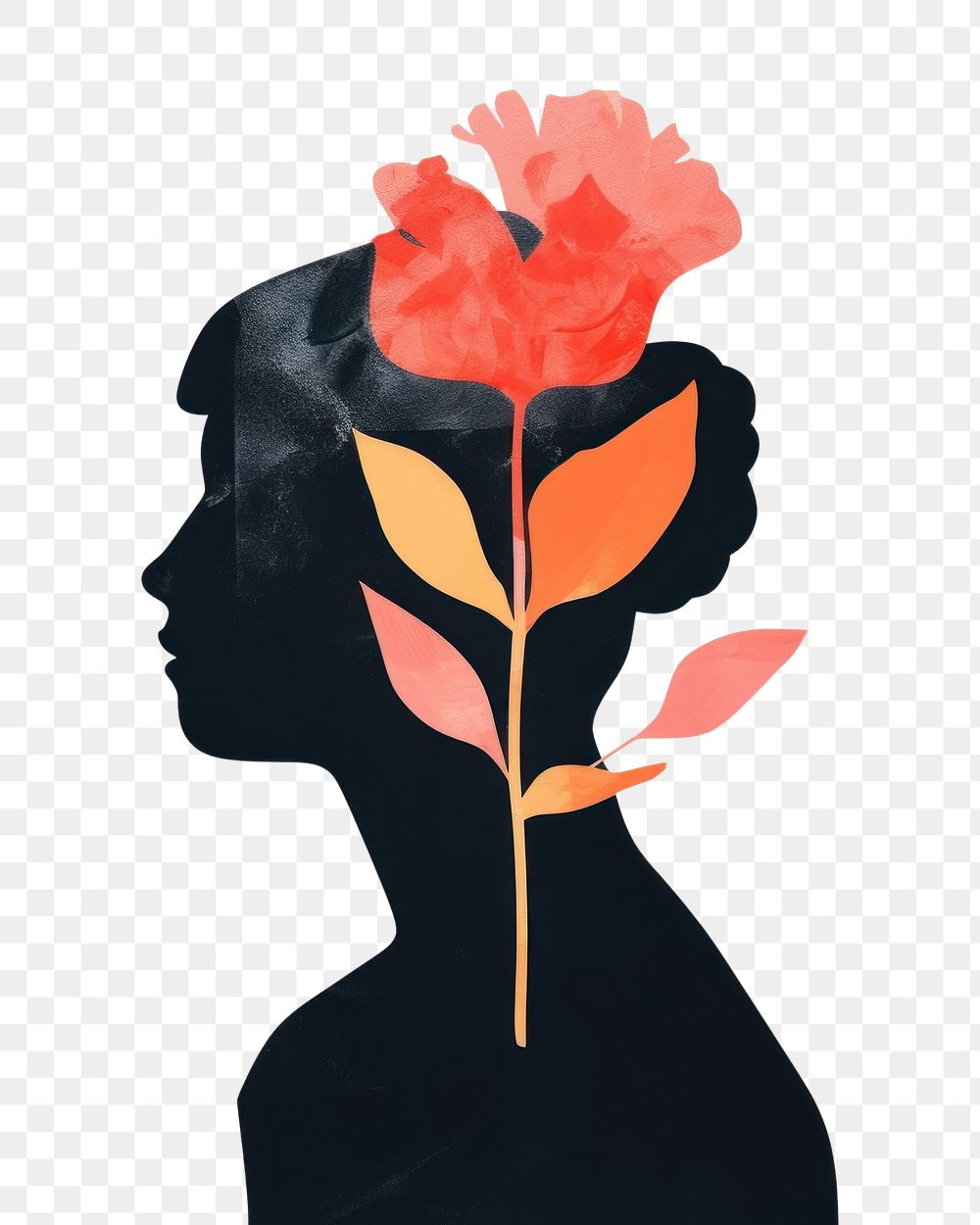 PNG Flower art silhouette painting. AI generated Image by rawpixel.
