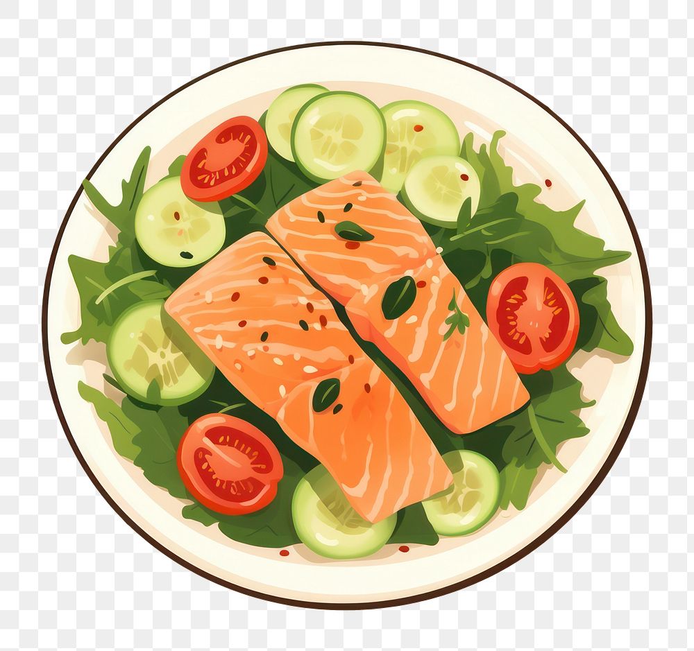 PNG Salad salmon food seafood plate. AI generated Image by rawpixel.