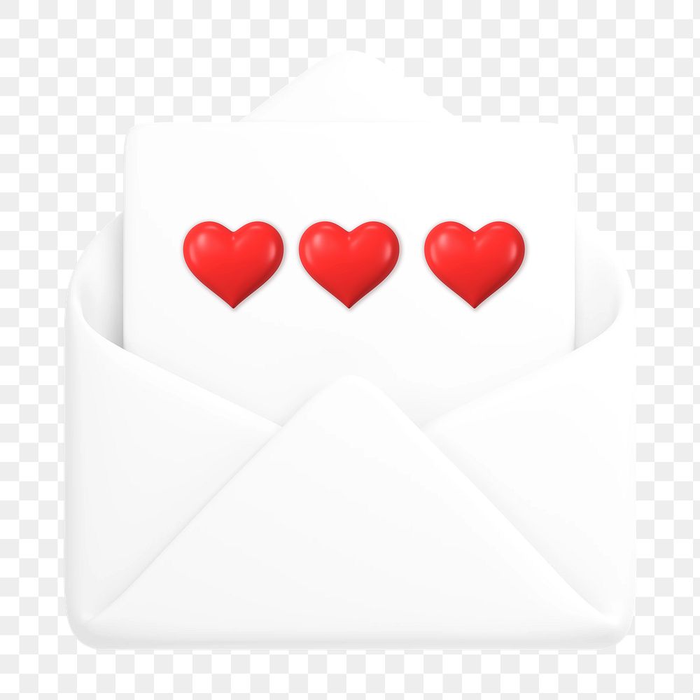 Love letter png 3D, transparent background