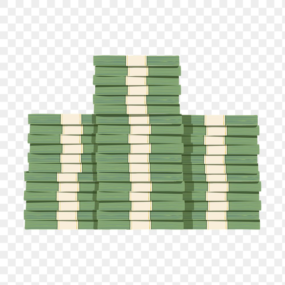 Money stack png, aesthetic illustration, transparent background