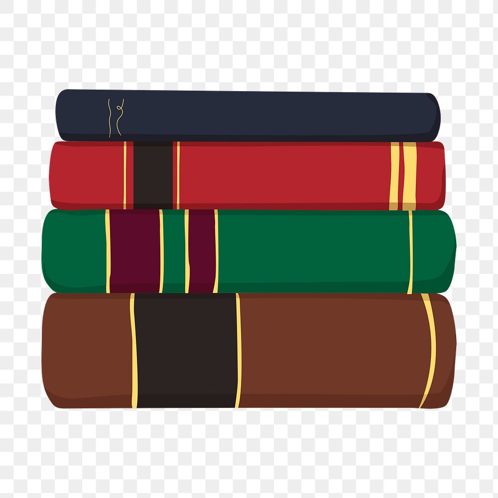 Book stack png, aesthetic illustration, transparent background