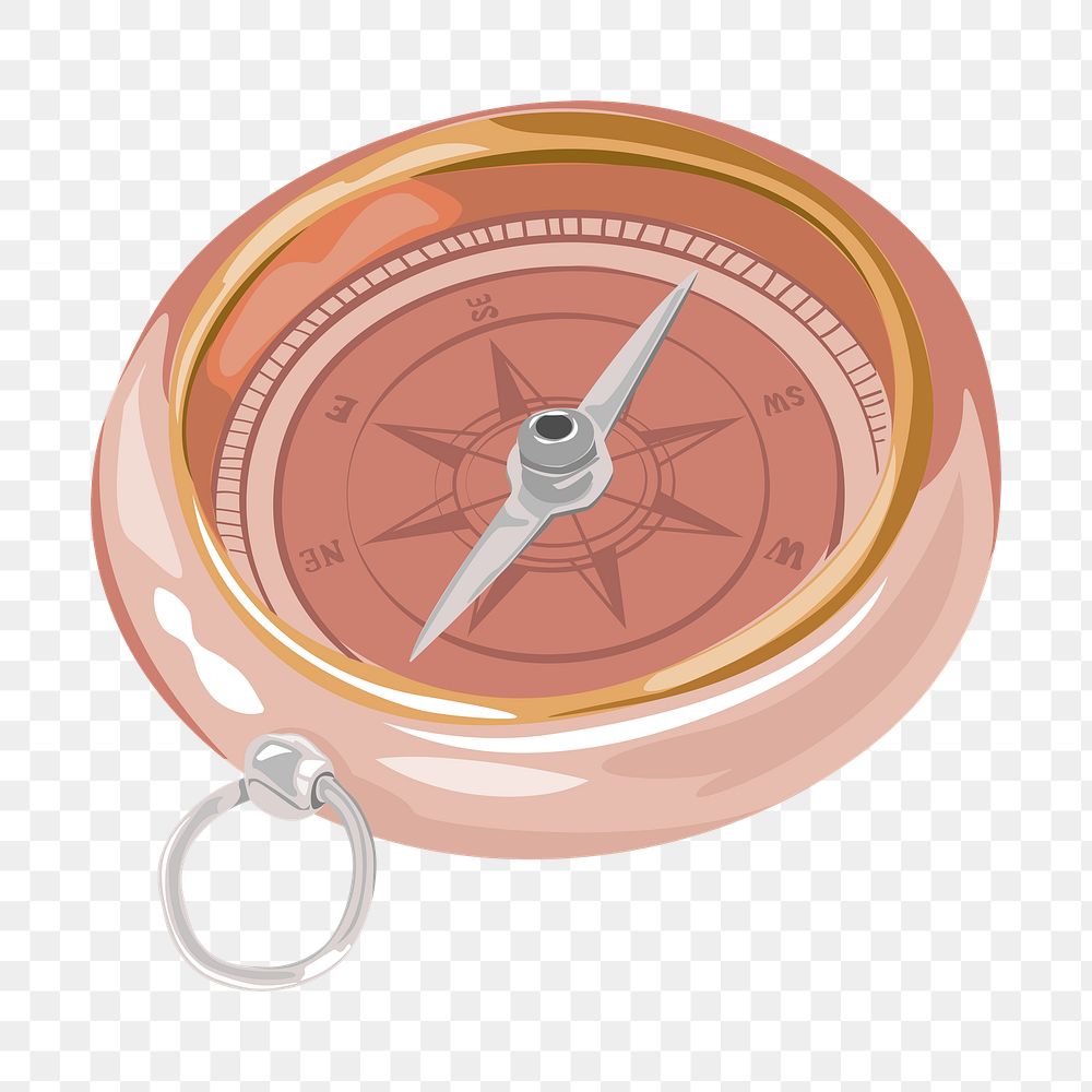 Travel compass png, aesthetic illustration, transparent background