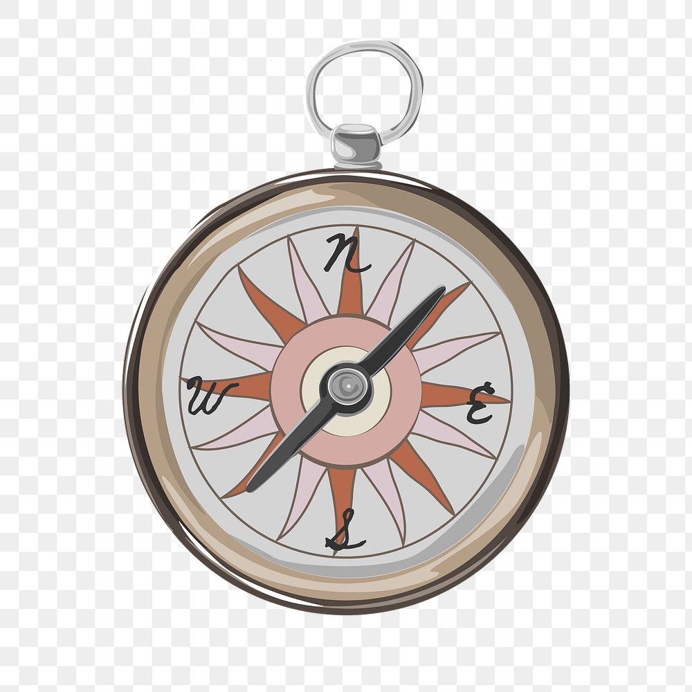 Travel compass png, aesthetic illustration, transparent background