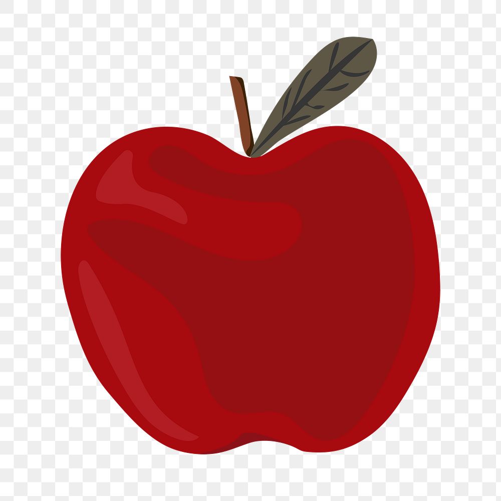Red apple png, aesthetic illustration, transparent background