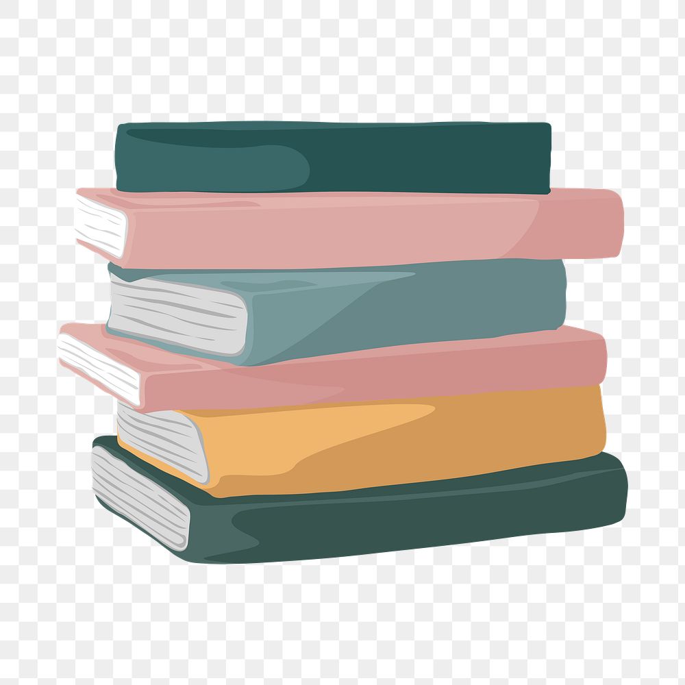 Book stack png, aesthetic illustration, transparent background