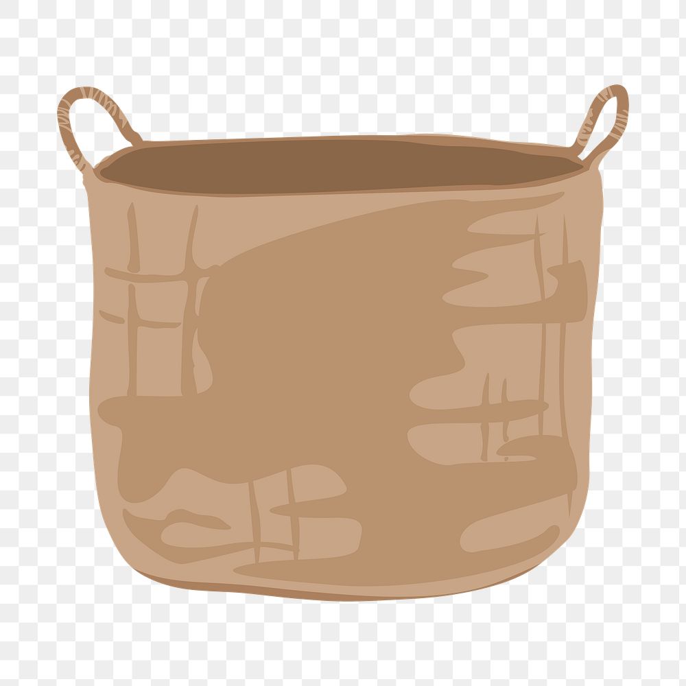 Laundry basket png, aesthetic illustration, transparent background