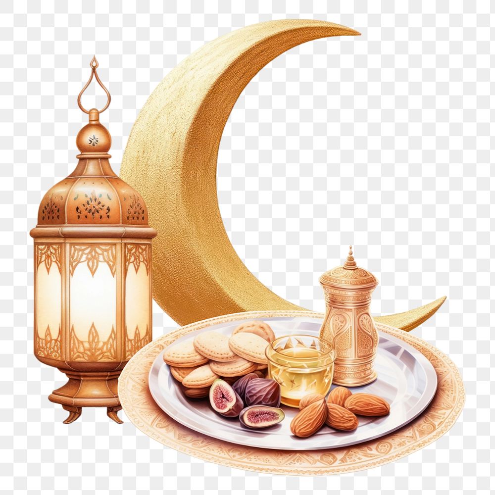 Ramadan iftar food png digital art, transparent background