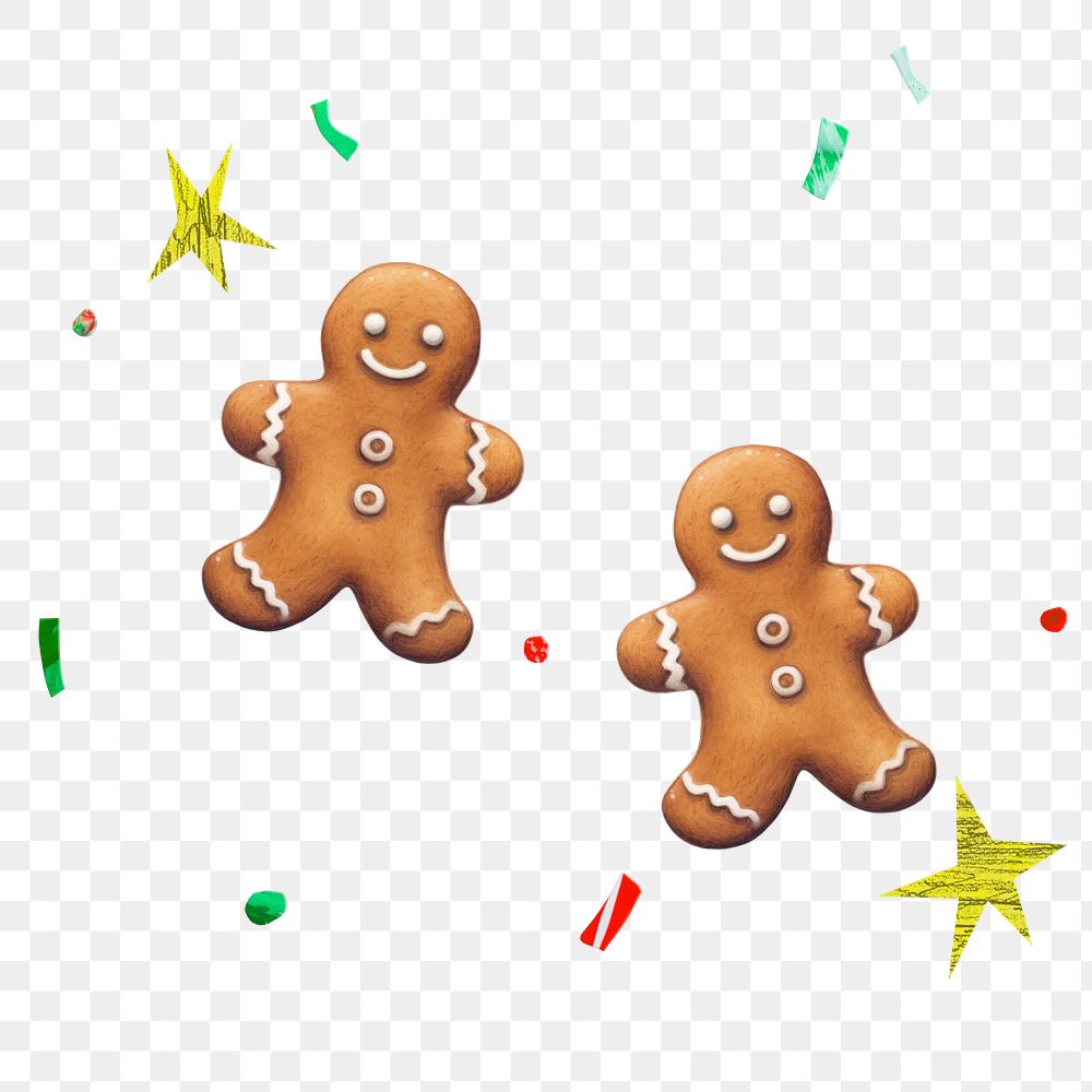 PNG Christmas gingerbread cookies, digital art food, transparent background