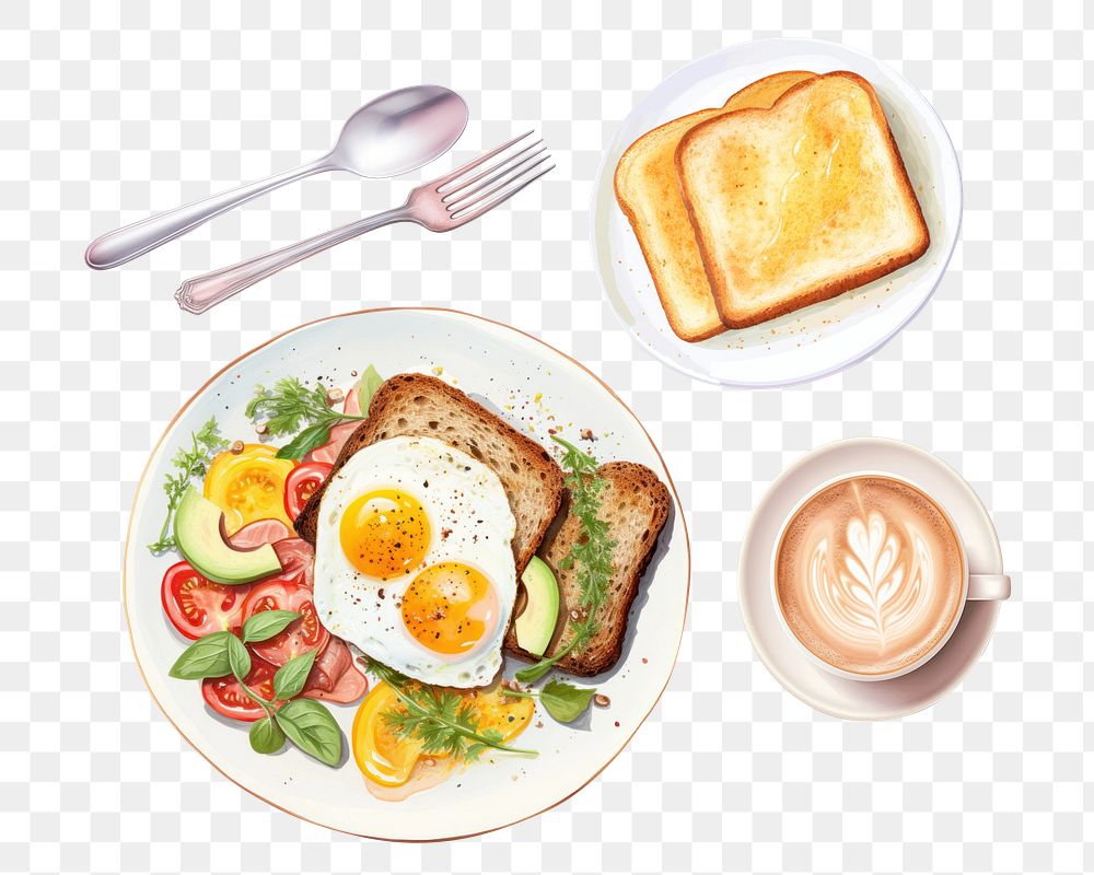 Breakfast png digital art food, transparent background