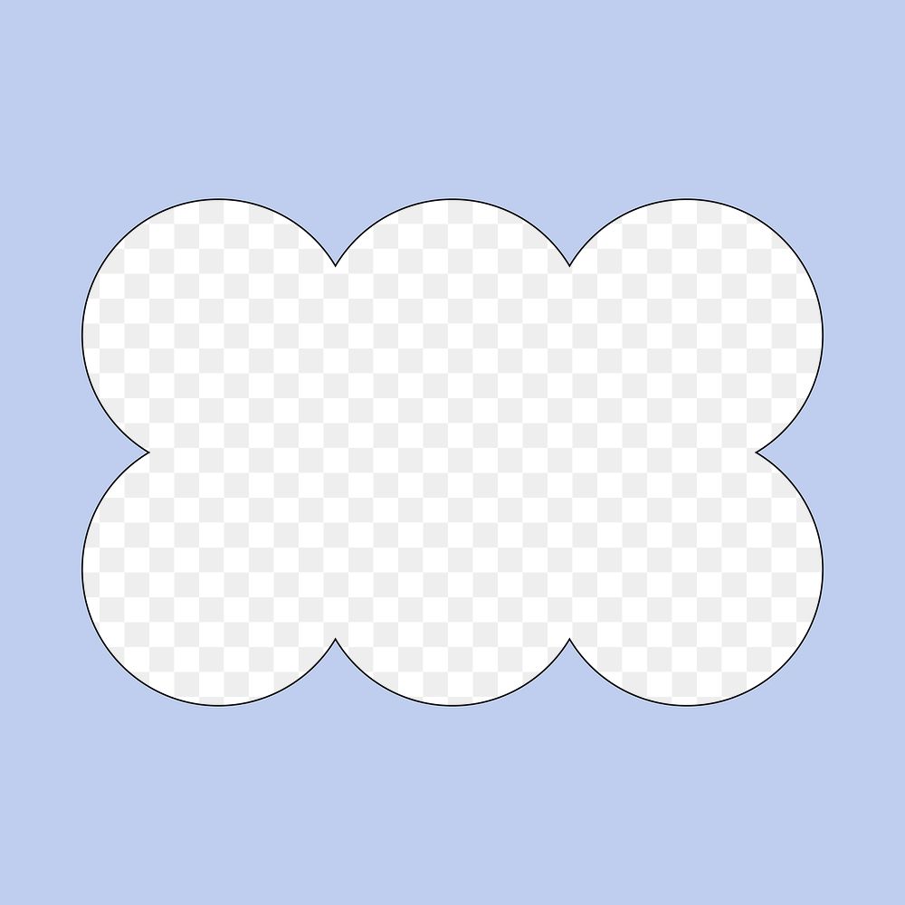 Blue frame png cloud shape, transparent background