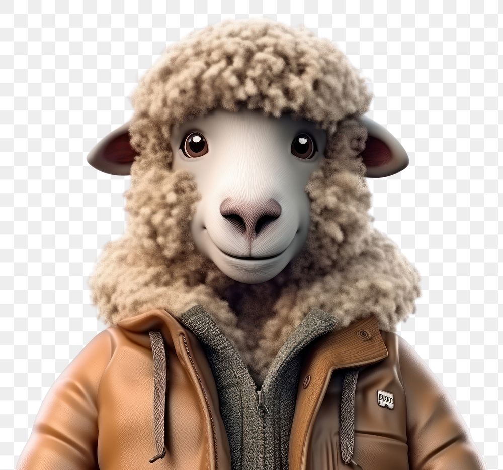 PNG  Sheep wearing winter Clothes livestock portrait cartoon. AI generated Image by rawpixel.