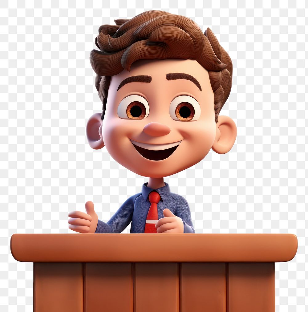 PNG Little boy speech behind podium cartoon smiling white background. AI generated Image by rawpixel.