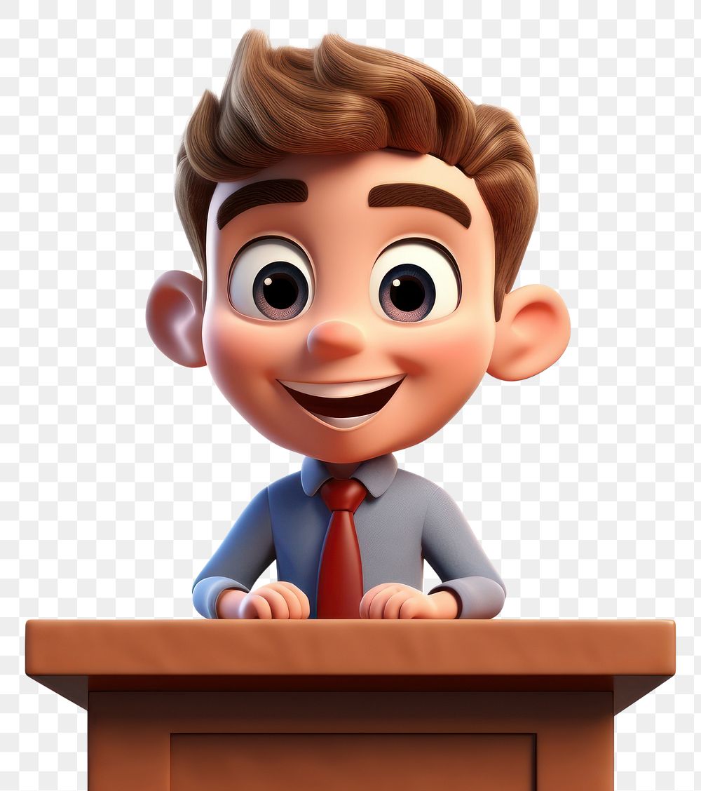 PNG Little boy speech behind podium cartoon smiling technology. 