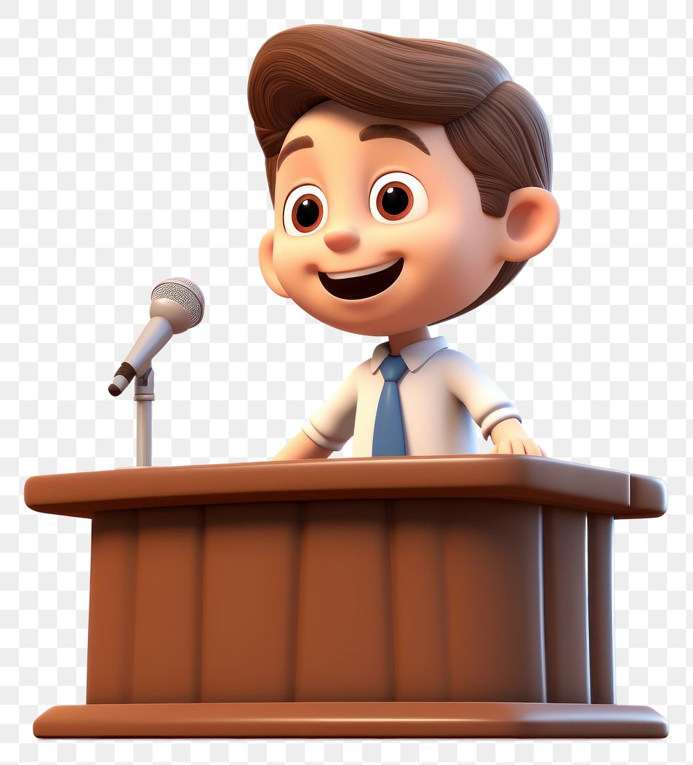 PNG Little boy podium speech cartoon microphone white background. AI generated Image by rawpixel.