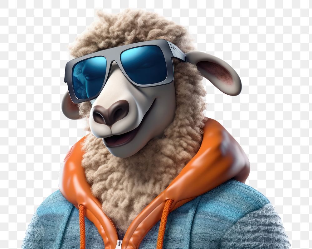 PNG Sheep head wearing sunglasses cartoon mammal animal. AI generated Image by rawpixel.