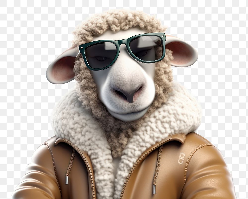 PNG Sheep head wearing sunglasses livestock cartoon mammal. AI generated Image by rawpixel.