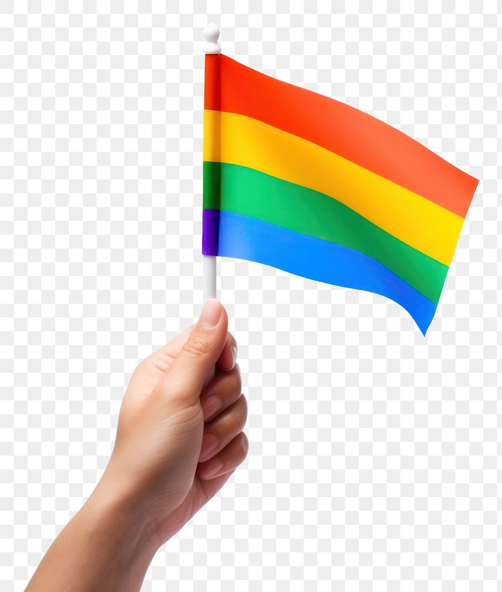 PNG Hand holding pride flag white background celebration patriotism. AI generated Image by rawpixel.