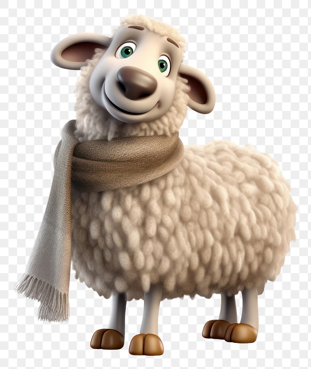 PNG Sheep wearing scarf cartoon animal mammal. 