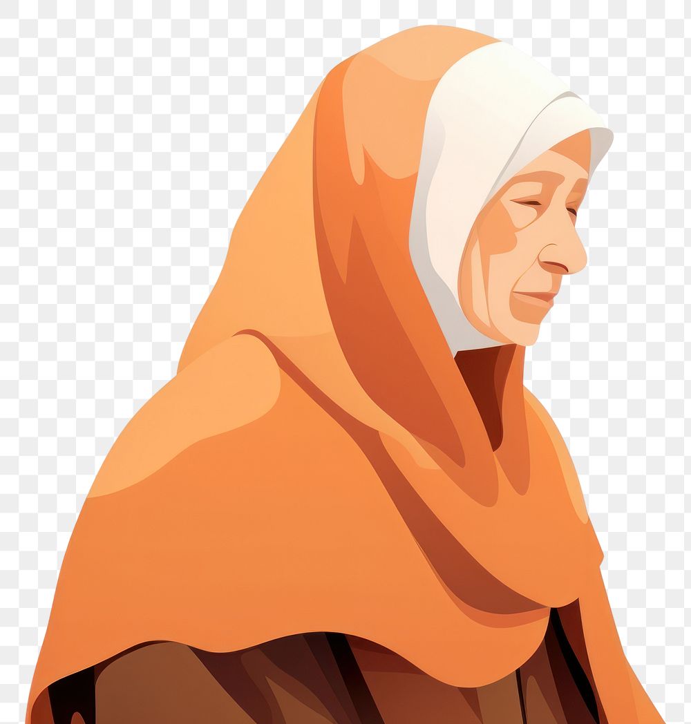 PNG Senior woman weraing hijab portrait adult human. AI generated Image by rawpixel.