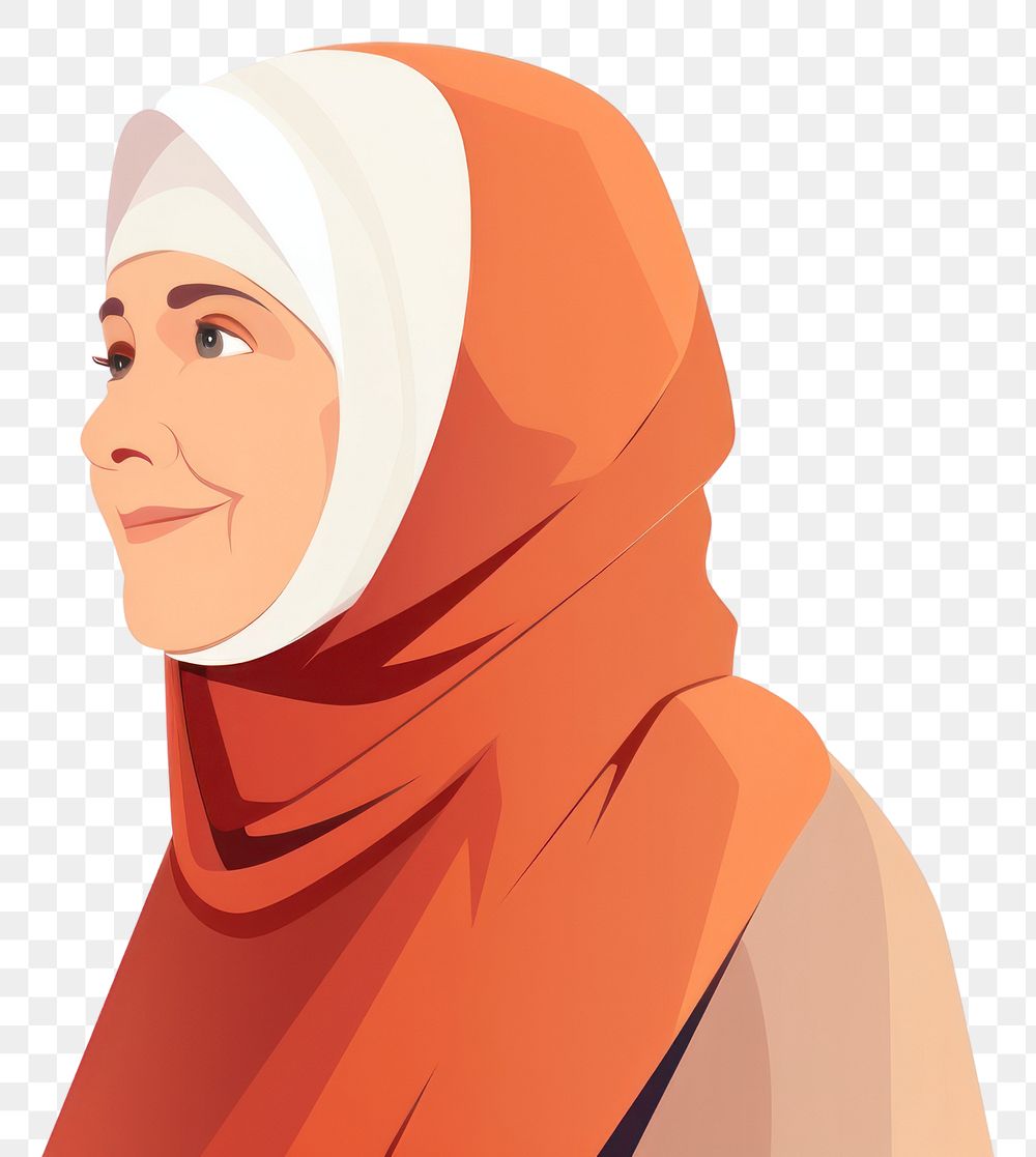 PNG Senior woman weraing hijab portrait drawing adult. AI generated Image by rawpixel.