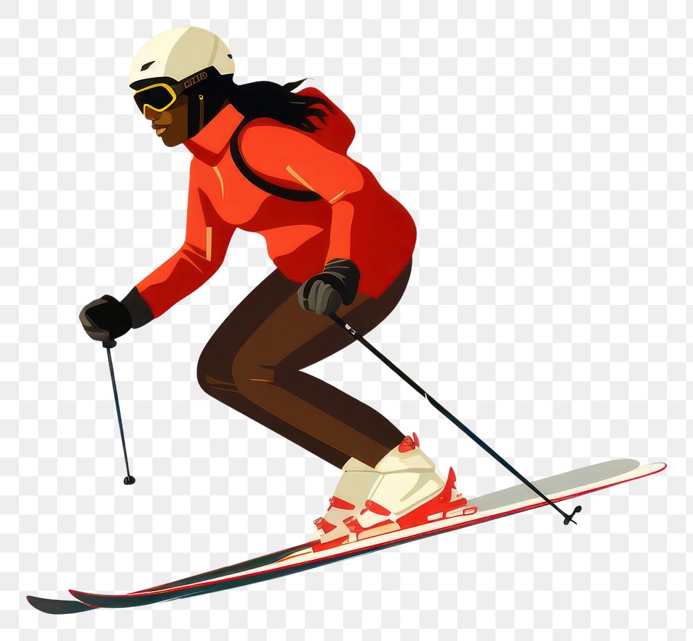 PNG African woman skiing recreation sports helmet. 