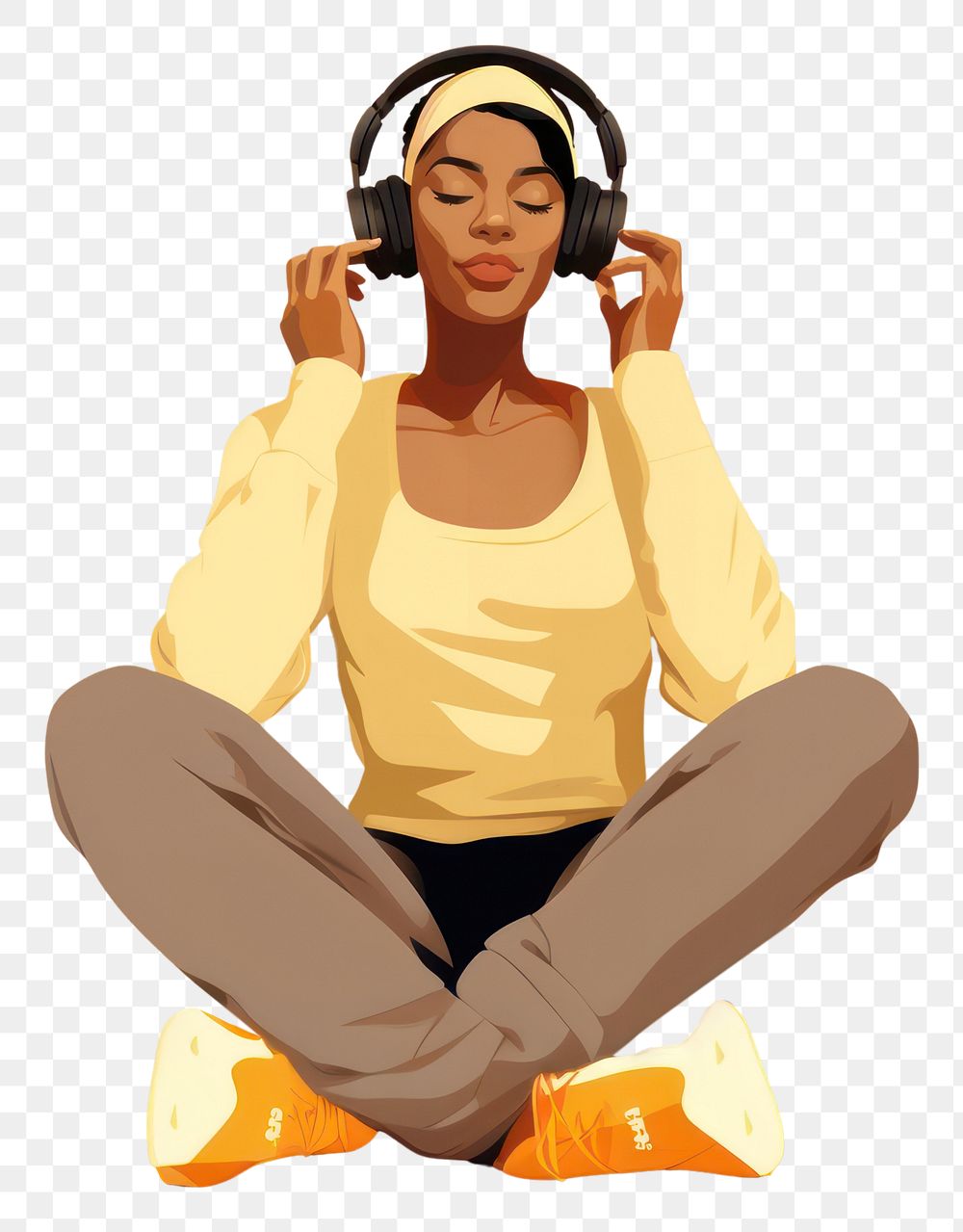 PNG Headphones listening sitting adult. 