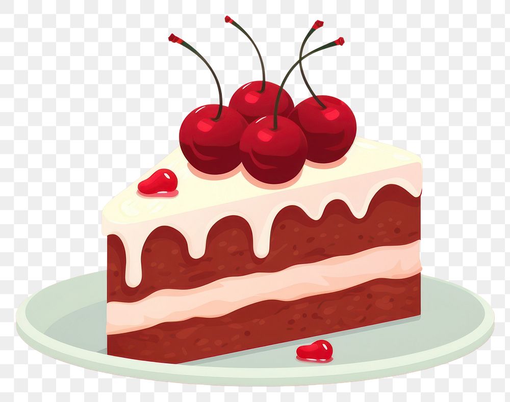 PNG Red cherry cake dessert cream fruit. AI generated Image by rawpixel.
