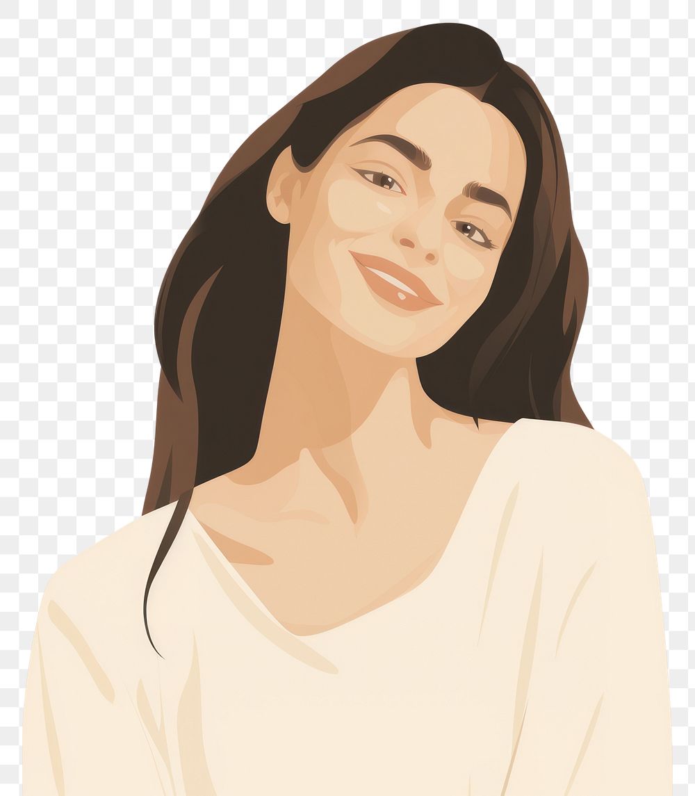 PNG Woman smiling portrait drawing sketch. AI generated Image by rawpixel.