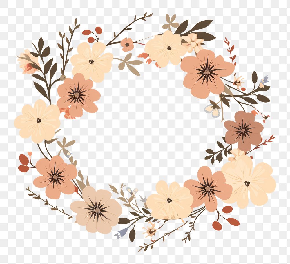 PNG Flowers wreath pattern plant creativity. AI generated Image by rawpixel.