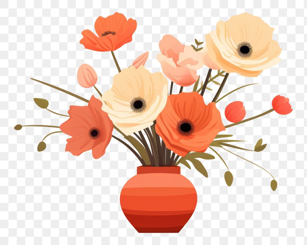 PNG Flower plant vase art. AI generated Image by rawpixel.