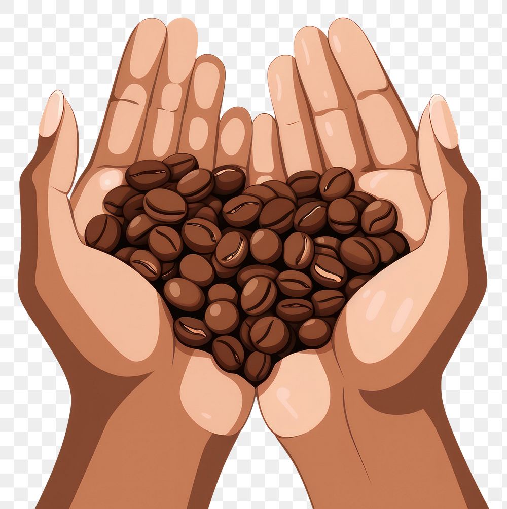 PNG Hands holding coffee bean freshness beverage produce. AI generated Image by rawpixel.