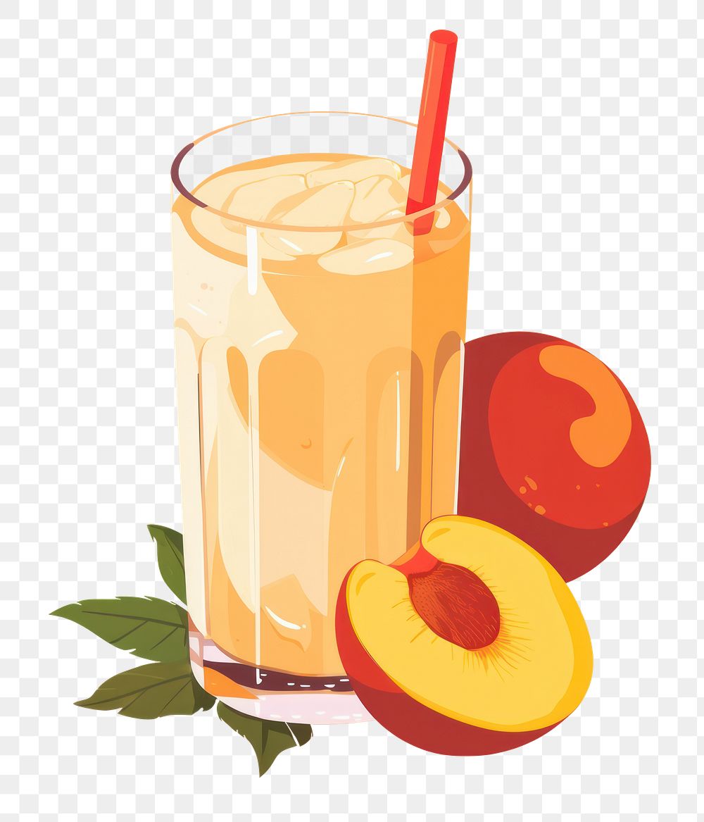 PNG Peach juice drink fruit plant. AI generated Image by rawpixel.