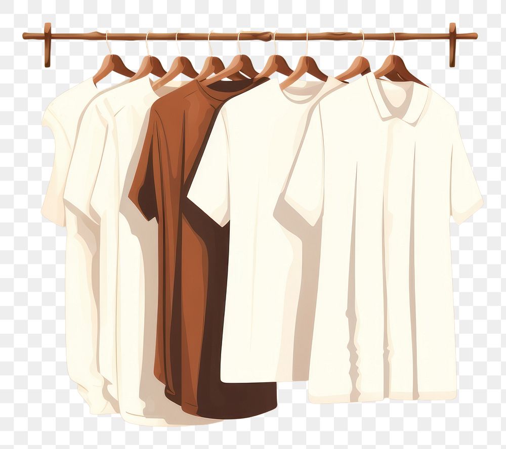 PNG  Hanged shirts brown clothesline arrangement. AI generated Image by rawpixel.